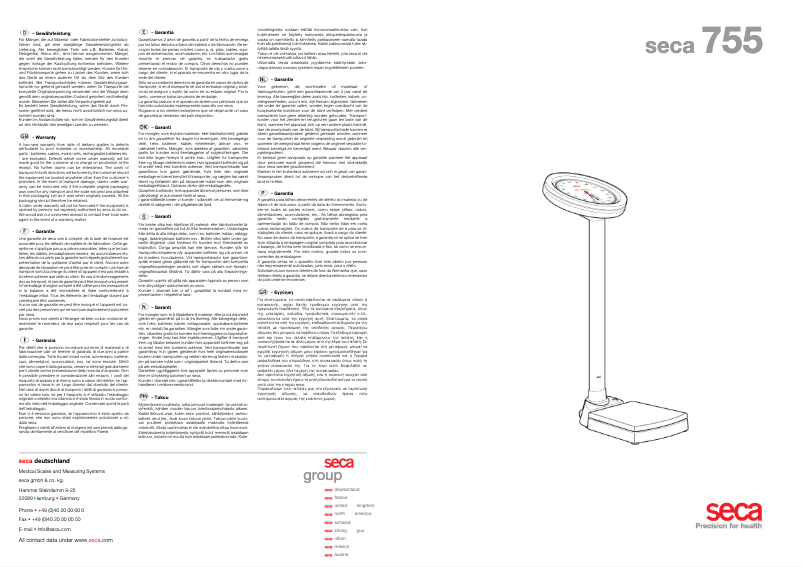 Page 1 de la notice Manuel utilisateur Seca 755