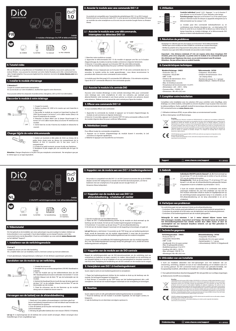 Page 1 de la notice Manuel utilisateur DiO 54856