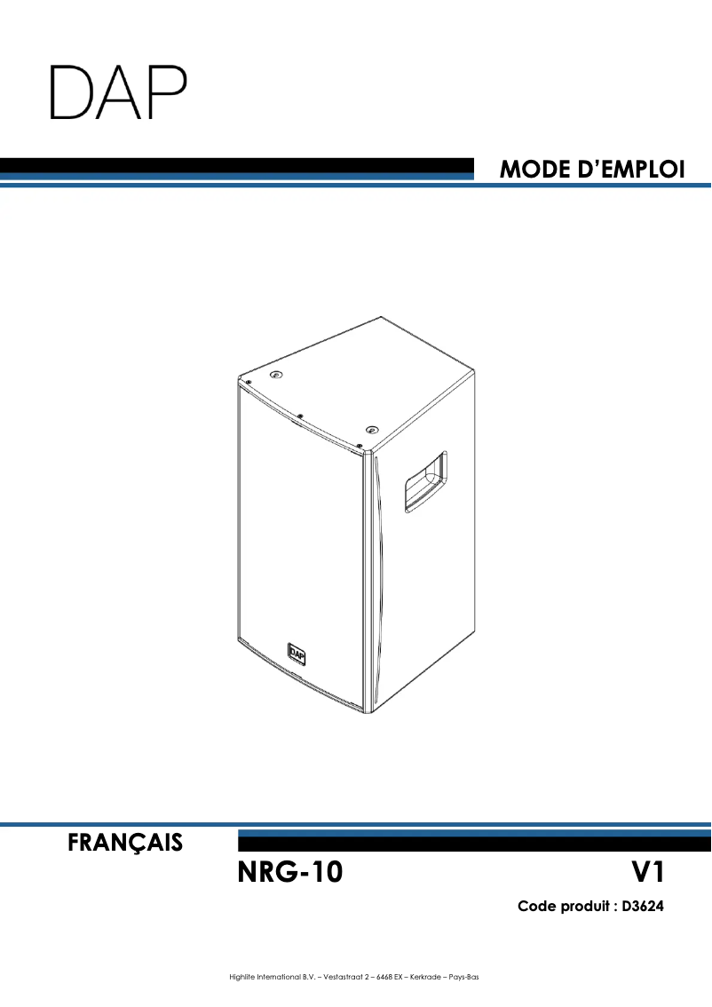Page n°1 - Manuel utilisateur DAP-Audio NRG-10