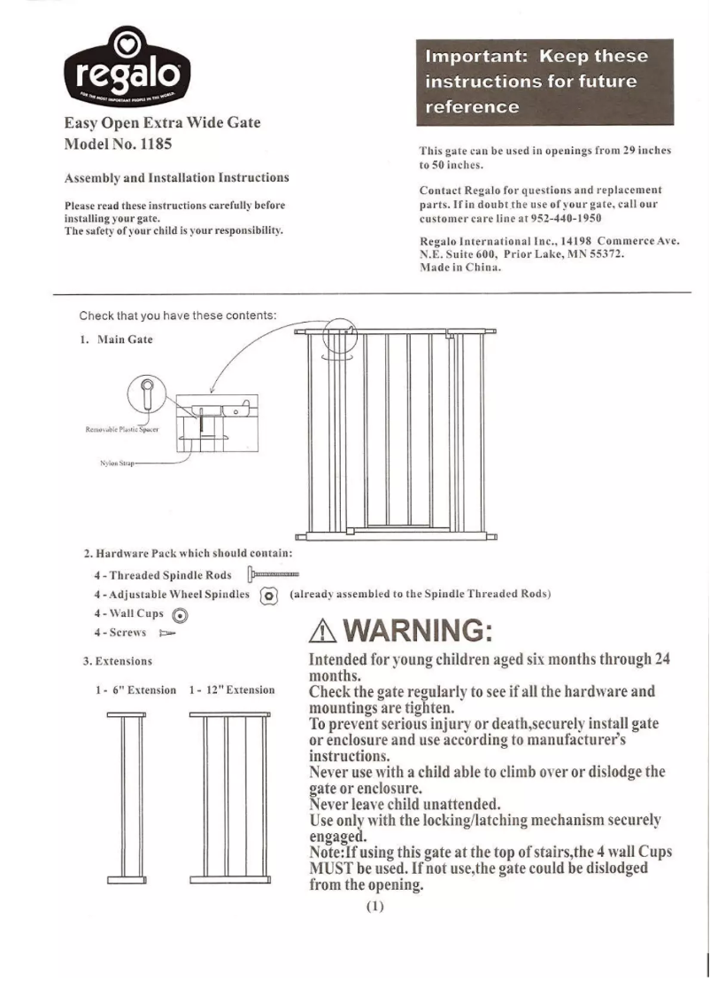Page 1 de la notice Manuel utilisateur Regalo Easy Open 1185