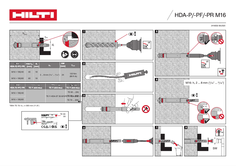 Page 1 de la notice Manuel utilisateur Hilti HDA-PR