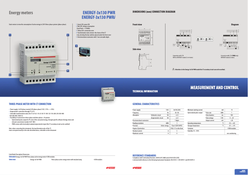 Page 1 de la notice Fiche technique Vemer Energy-3x130 PWRi