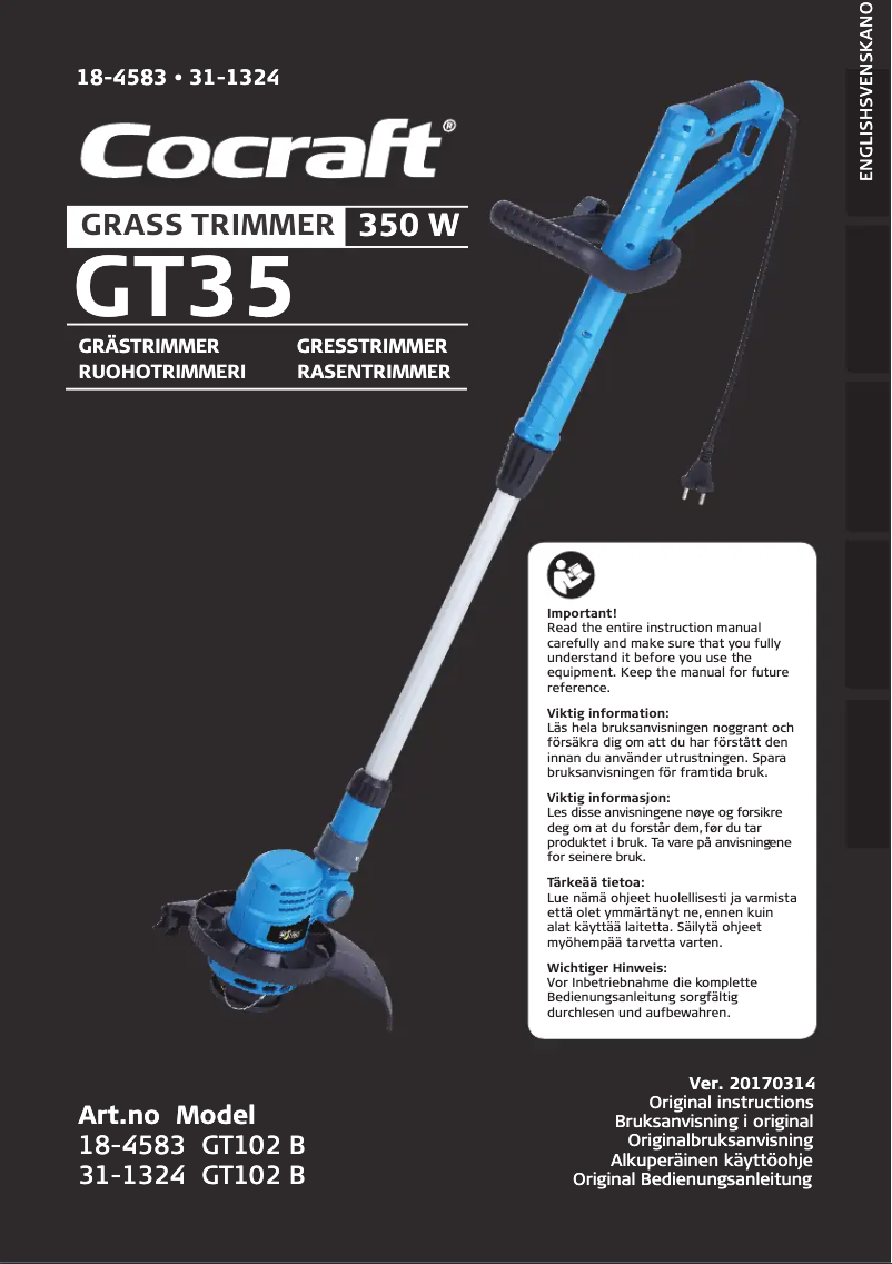 Image de la première page du manuel de l'appareil GT35