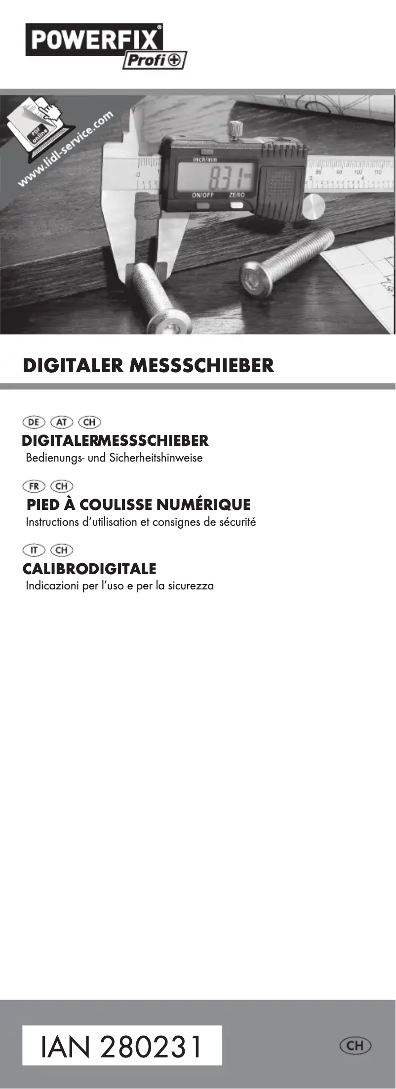 Page 1 de la notice Manuel utilisateur Powerfix IAN 280231