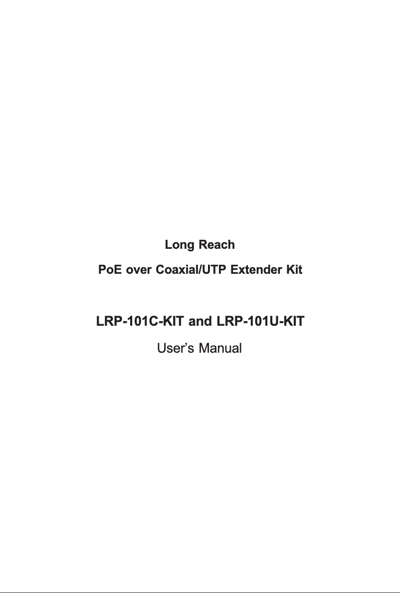 Page 1 de la notice Manuel utilisateur Planet LRP-101U-KIT