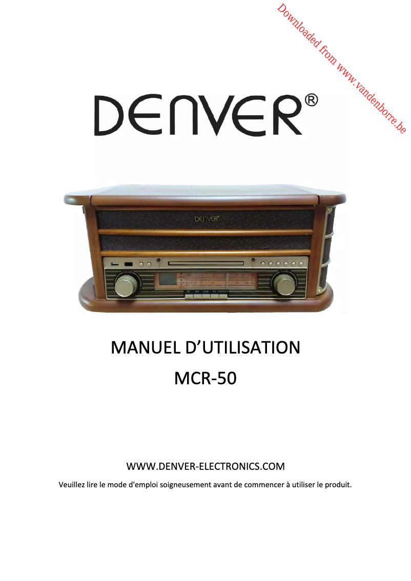 Page n°1 - Manuel utilisateur Denver MCR‐50