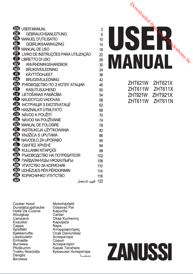 Page n°1 - Manuel utilisateur Zanussi ZHT611W4