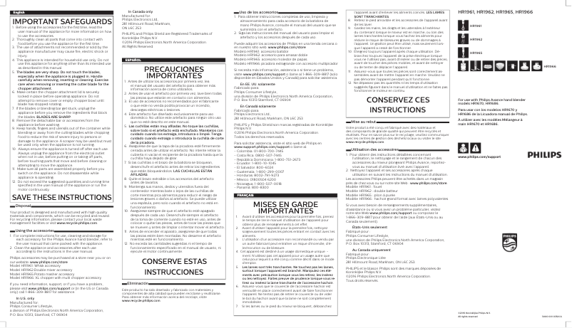 Page 1 de la notice Manuel utilisateur Philips Avance Collection HR1961