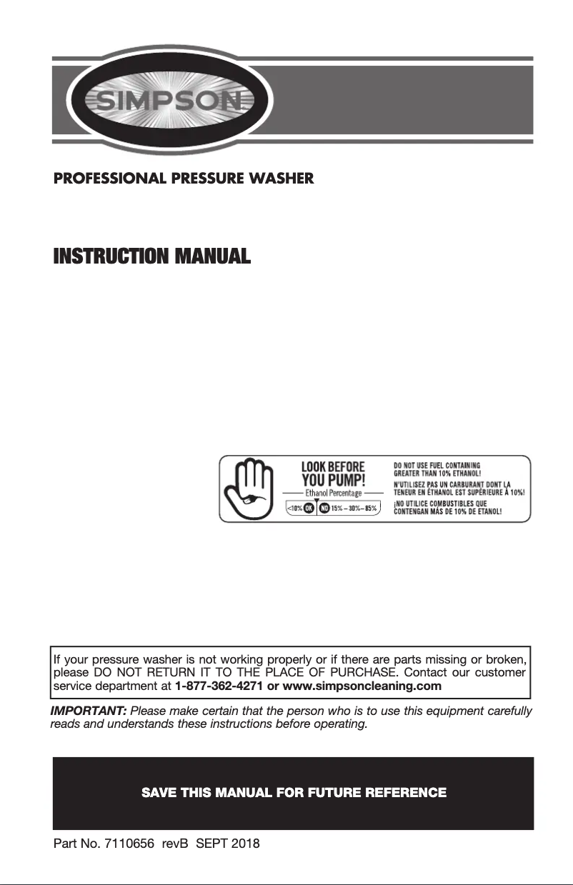 Page n°1 - Manuel utilisateur Simpson SuperPro 65211