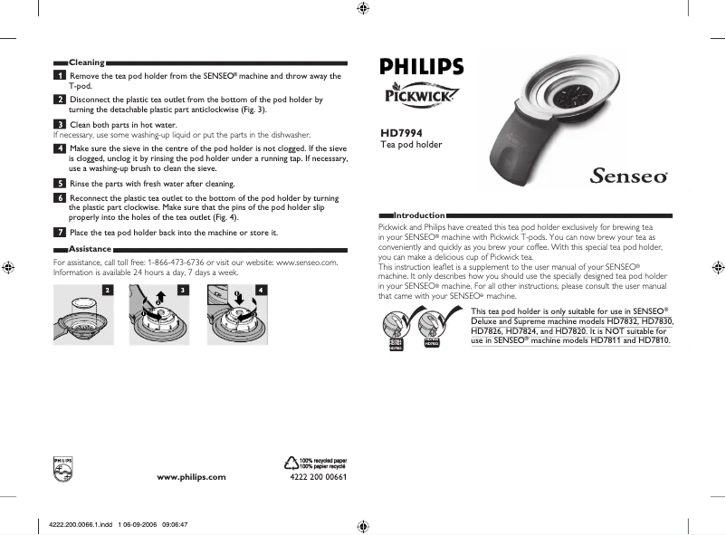 Page 1 de la notice Manuel utilisateur Philips HD7994