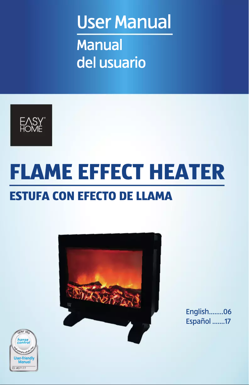 Image de la première page du manuel de l'appareil Flame Effect Heater BLT-999T-3-1