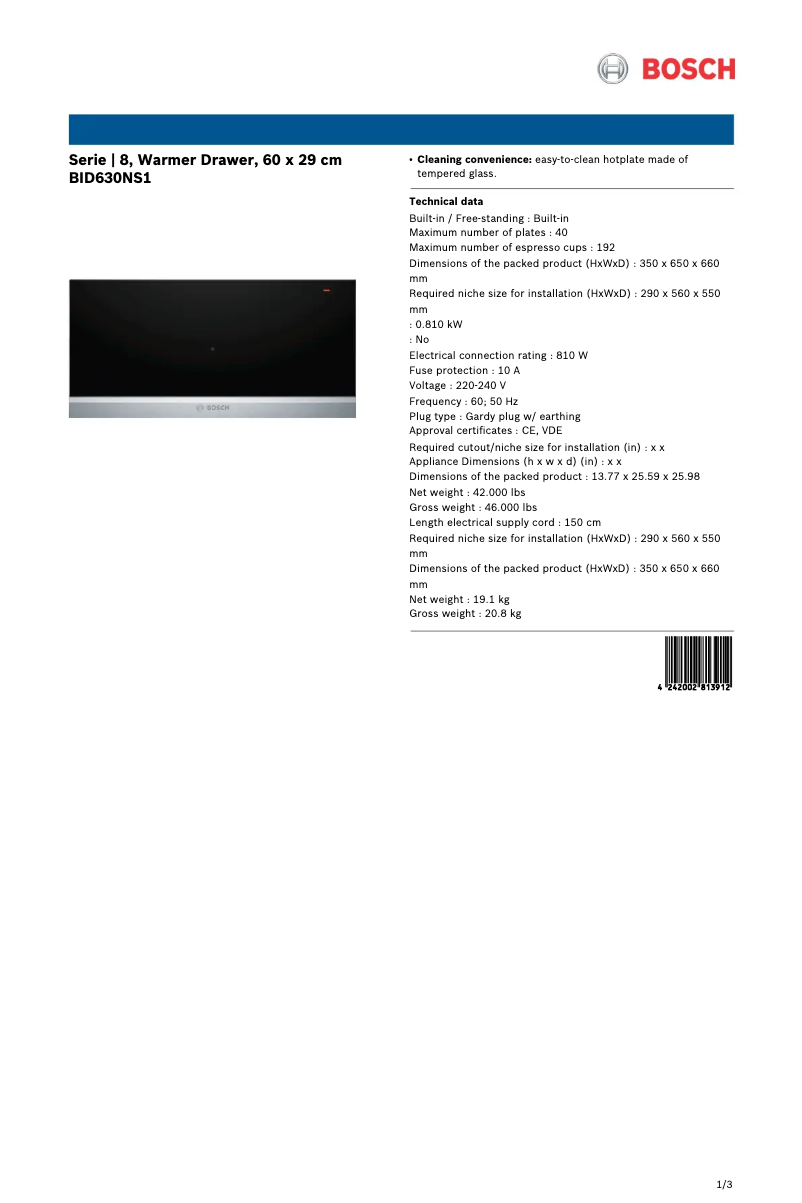 Image de la première page du manuel de l'appareil BID630NS1