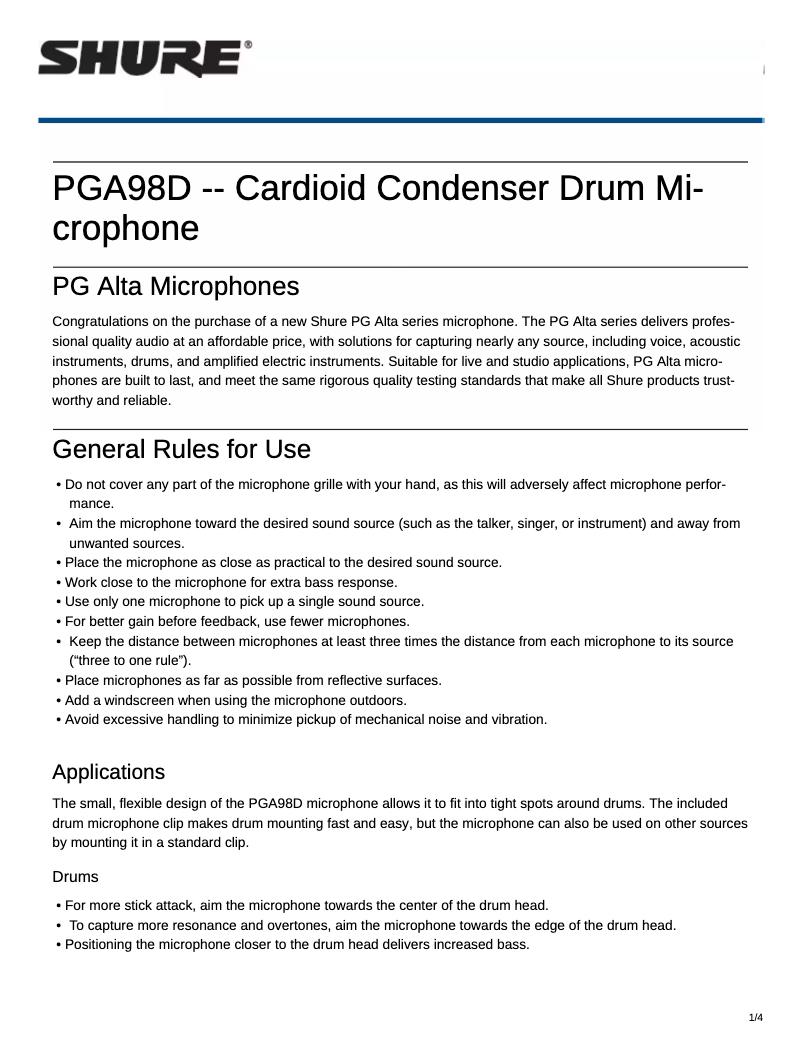 Image de la première page du manuel de l'appareil PGA98D-98D