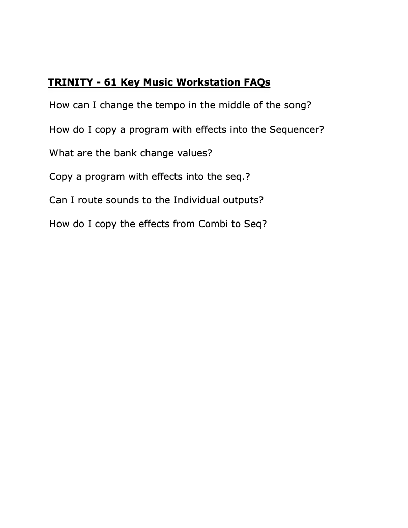Page n°1 - FAQ Korg Trinity