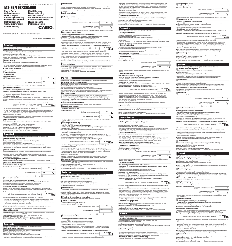 Page 1 de la notice Manuel utilisateur Casio MS-10B
