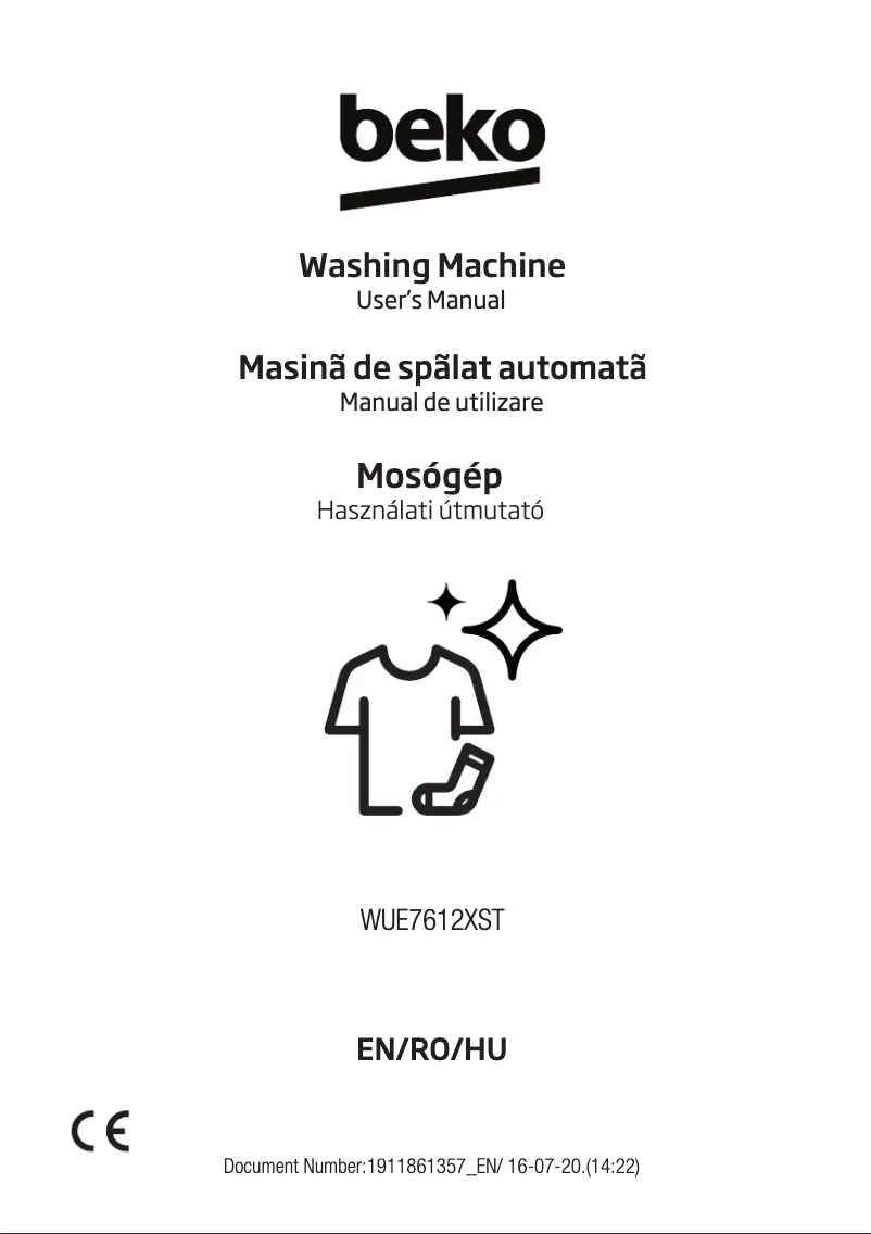 Image de la première page du manuel de l'appareil WUE7612XST