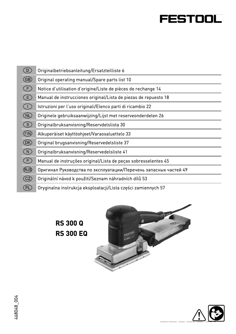Page 1 de la notice Manuel utilisateur Festool RS 300 EQ-Plus