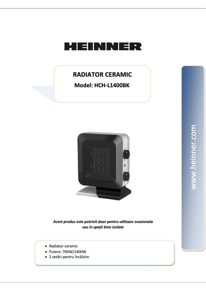 Page 1 de la notice Manuel utilisateur Heinner HCH-L1400BK
