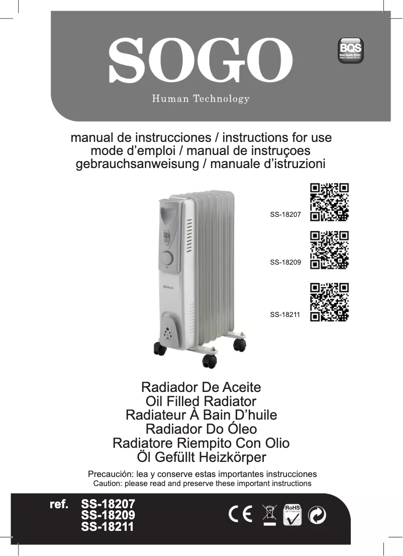 Page 1 de la notice Manuel utilisateur Sogo CAL-SS-18211