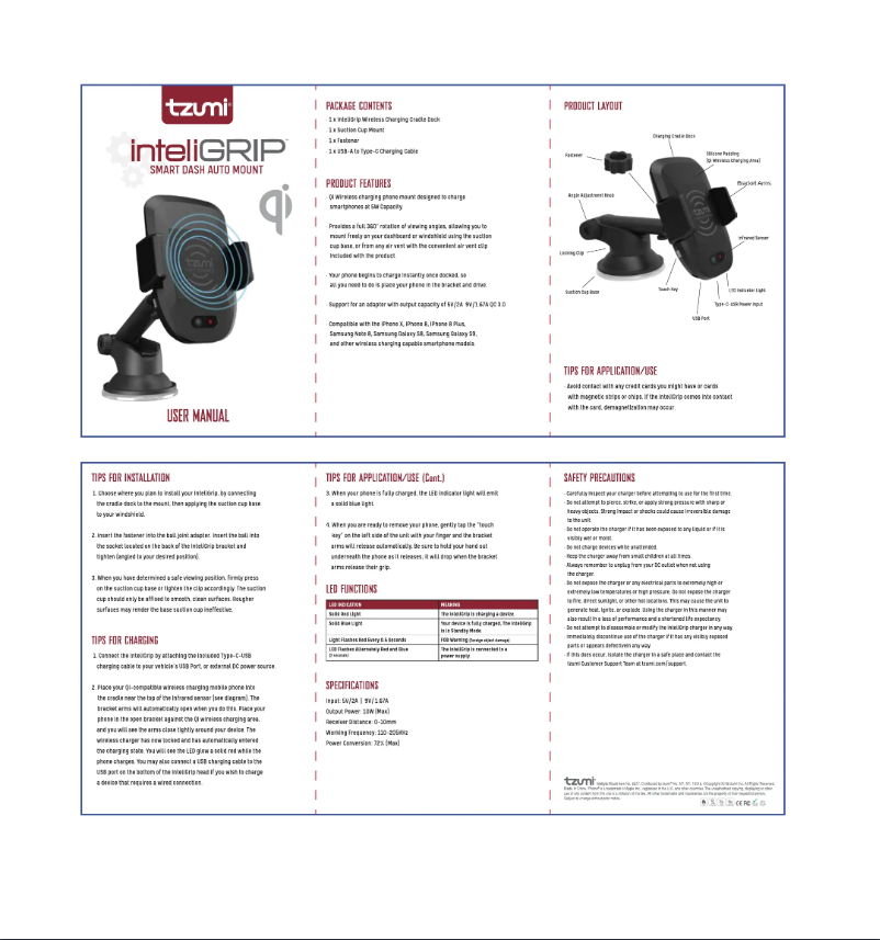 Page 1 de la notice Manuel utilisateur Tzumi Inteligrip