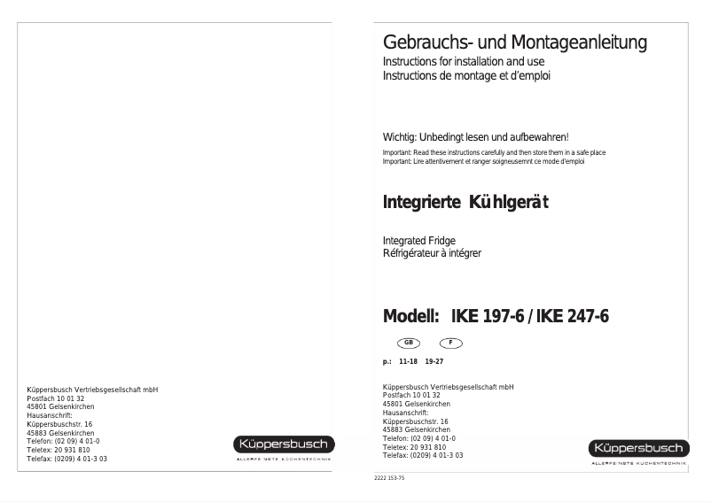 Página 1 del manual Manual de usuario Küppersbusch IKE 247-6