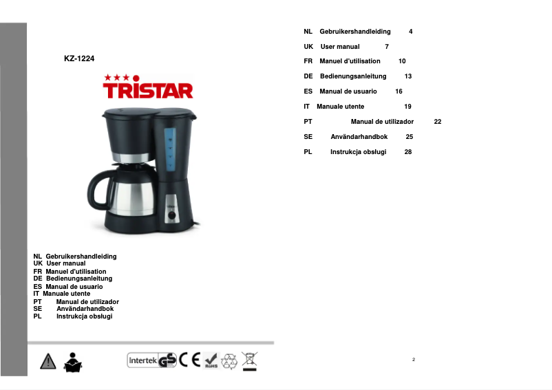 Image de la première page du manuel de l'appareil KZ-1224