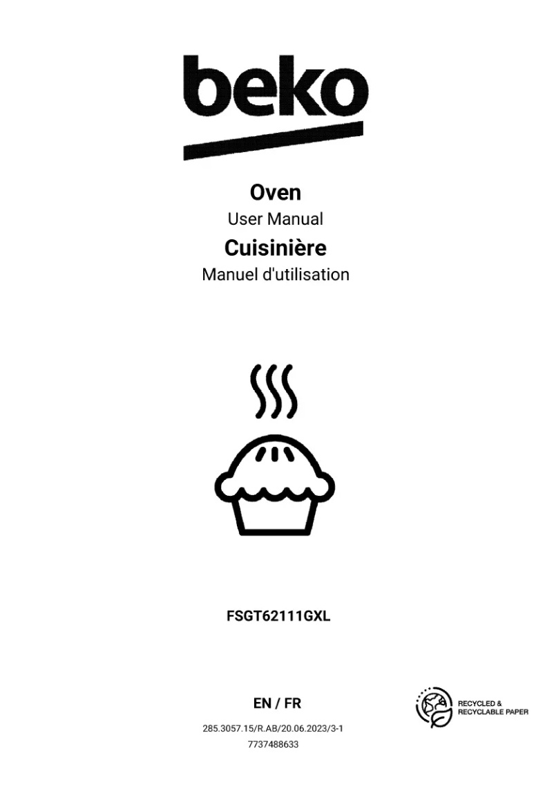 Page 1 de la notice Manuel utilisateur Beko FSGT62111GXL