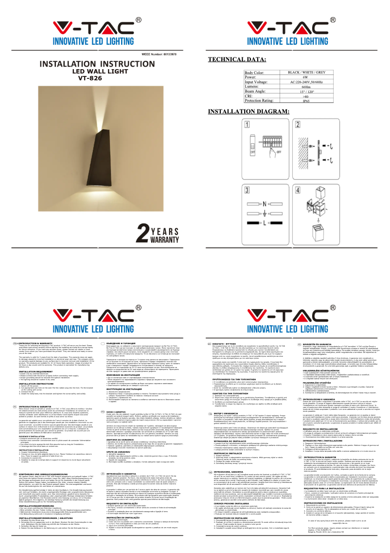Page 1 de la notice Manuel utilisateur V-TAC VT-826