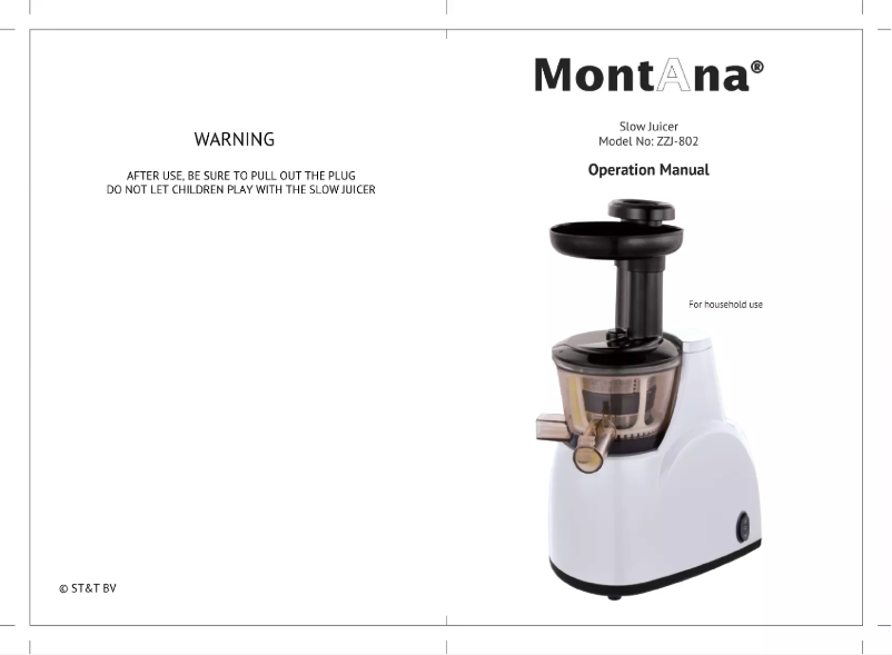 Page n°1 - Manuel utilisateur Montana ZZJ-802