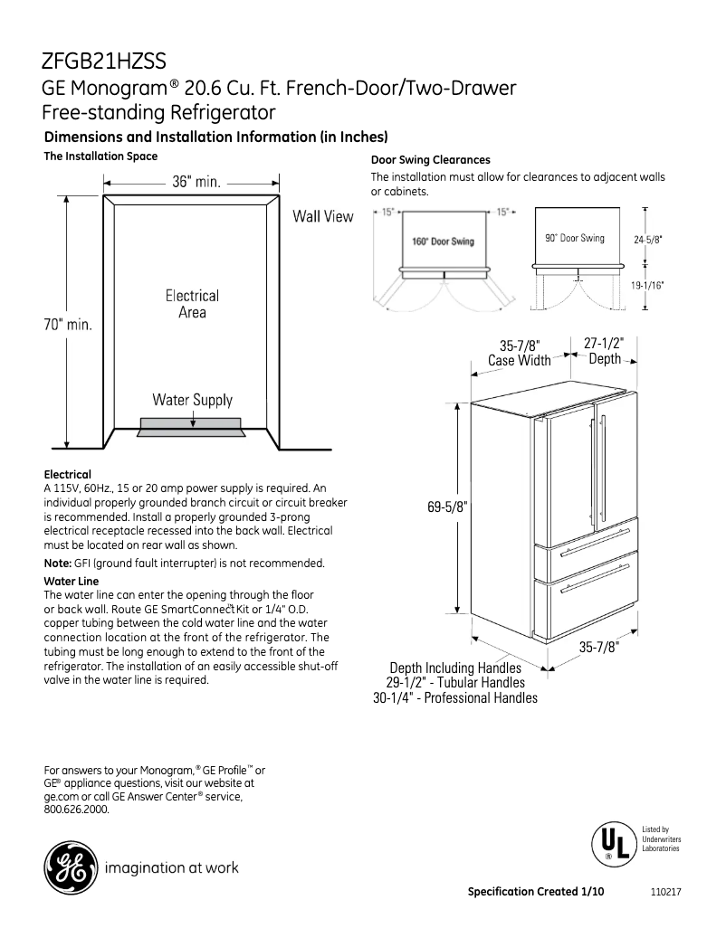Image de la première page du manuel de l'appareil ZFGB21HZSS