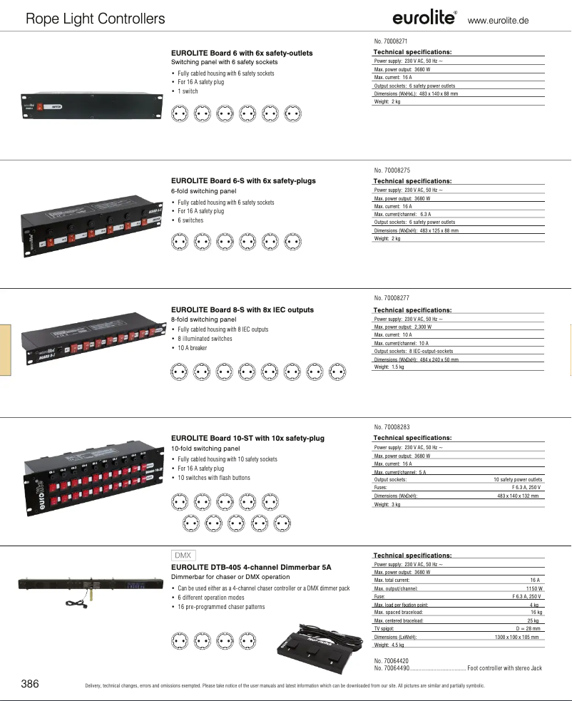 Page 1 de la notice Catalogue Eurolite Board 6-S