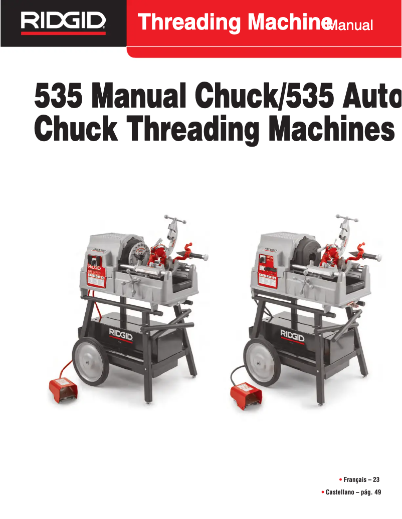 Page n°1 - Manuel utilisateur Ridgid 535