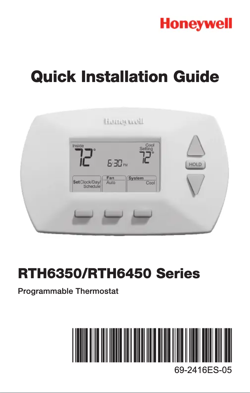 Page n°1 - Manuel utilisateur Honeywell RTH6450