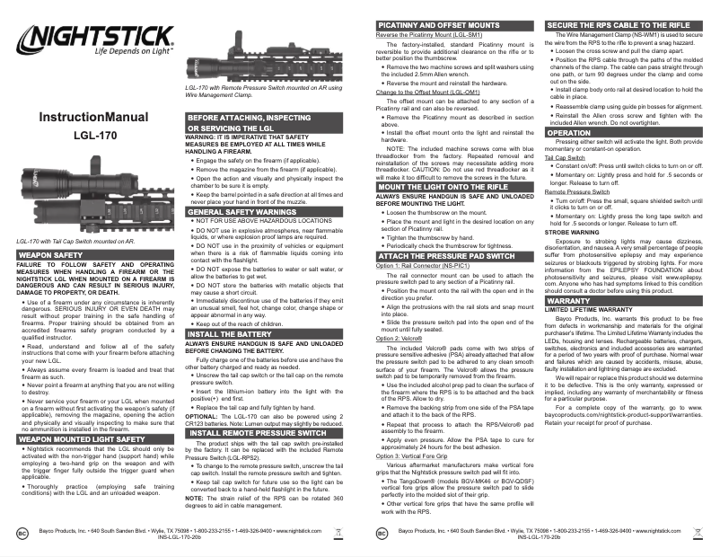Página 1 del manual Manual de usuario NightStick LGL-170A