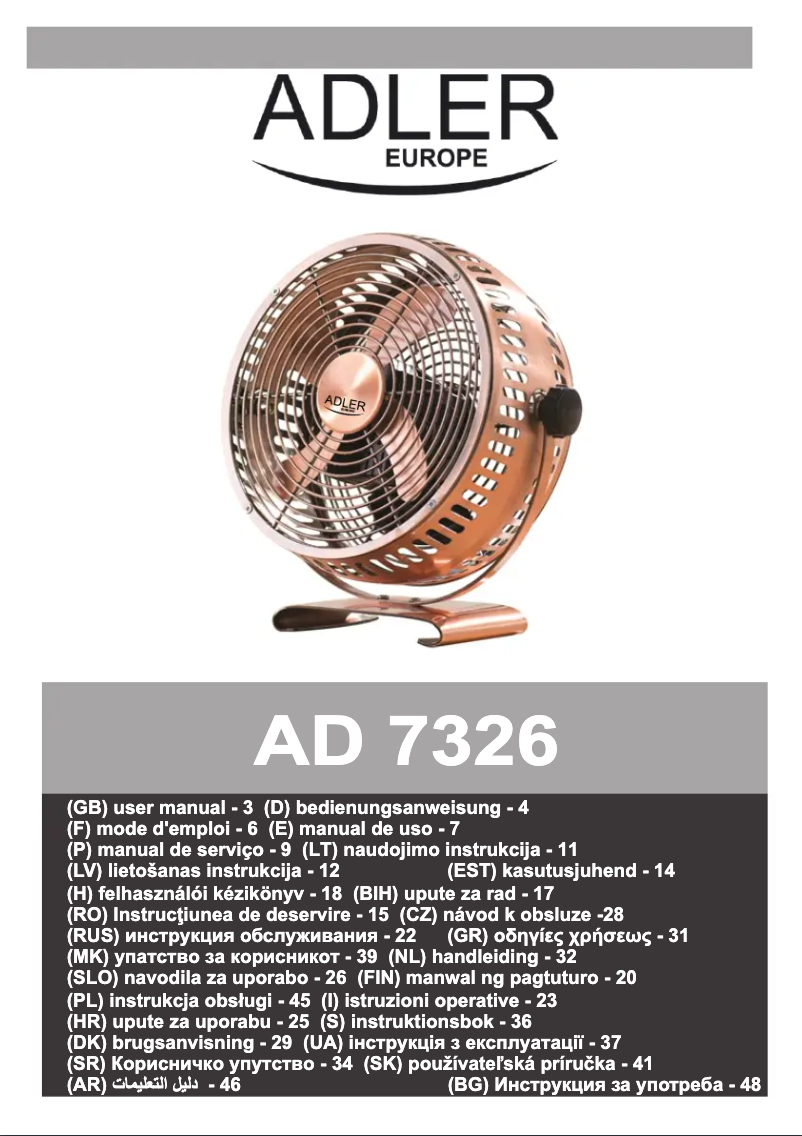 Image de la première page du manuel de l'appareil AD 7326