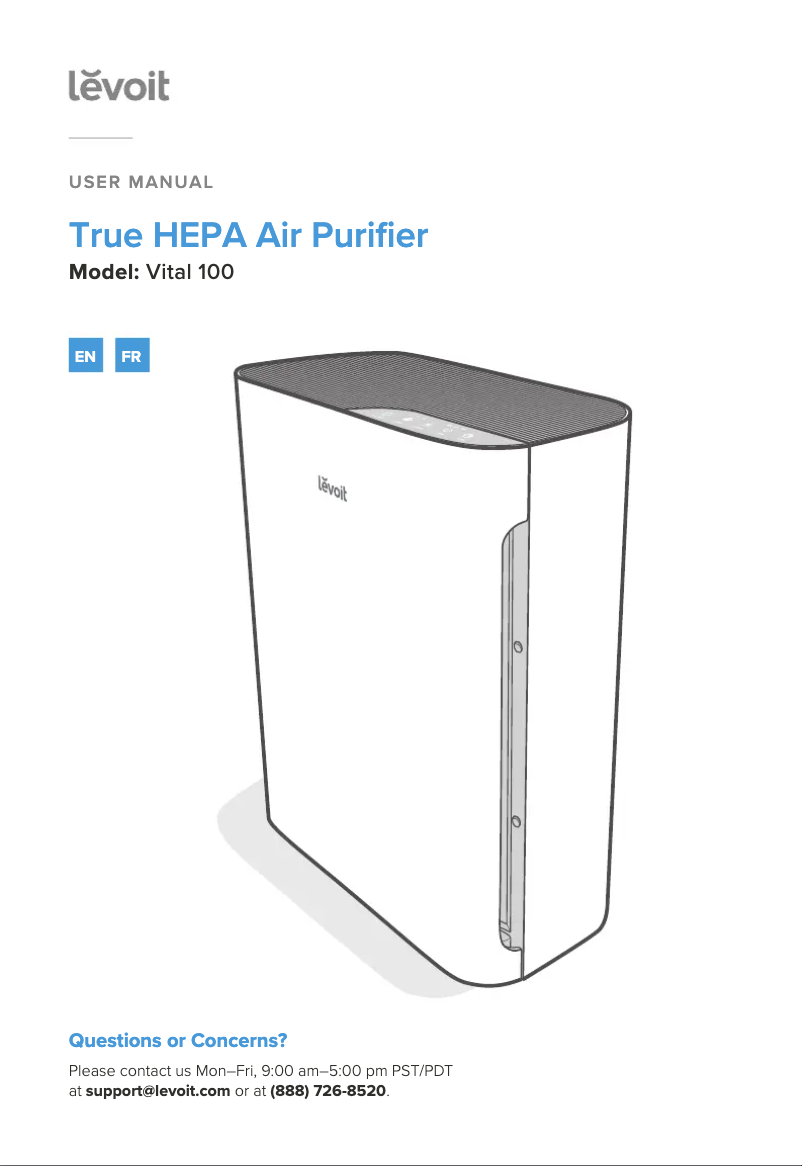 Page 1 de la notice Manuel utilisateur Levoit Vital 100