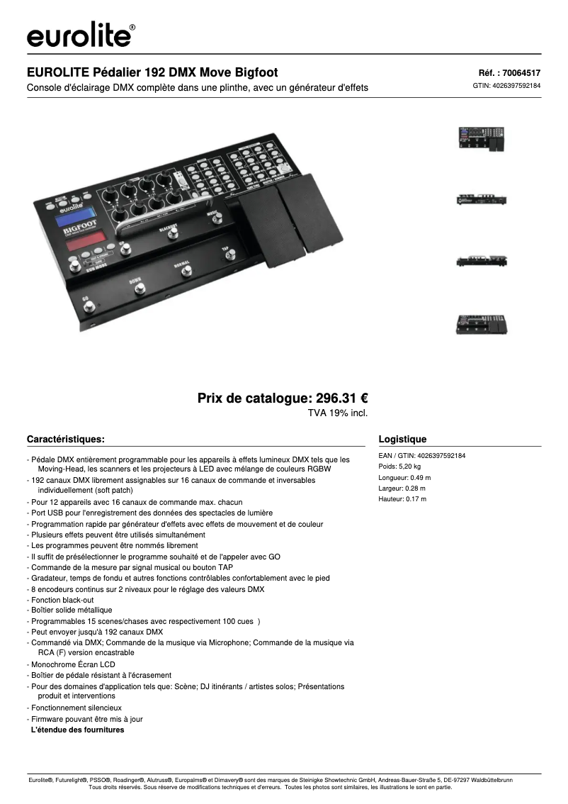 Página 1 del manual Ficha técnica Eurolite DMX Move Bigfoot