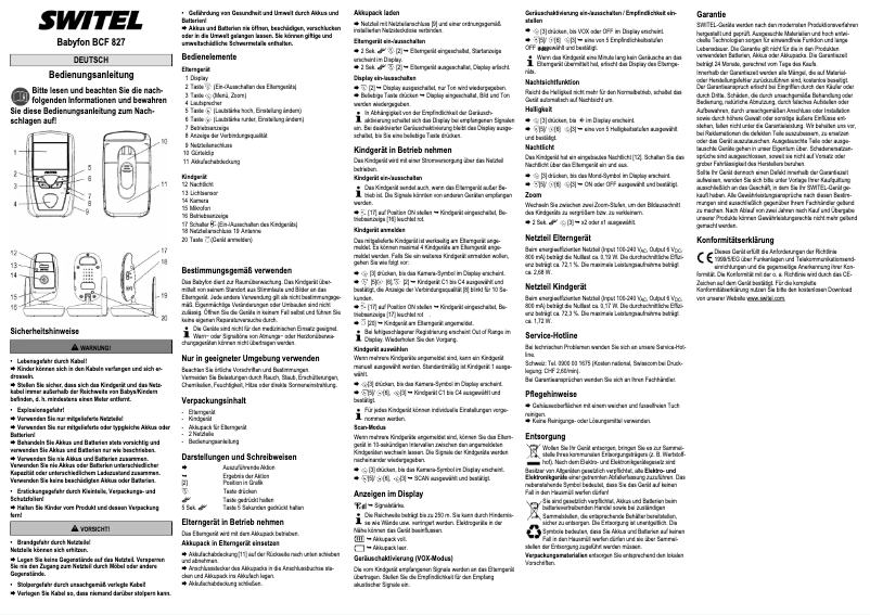 Page n°1 - Manuel utilisateur Switel BCF827