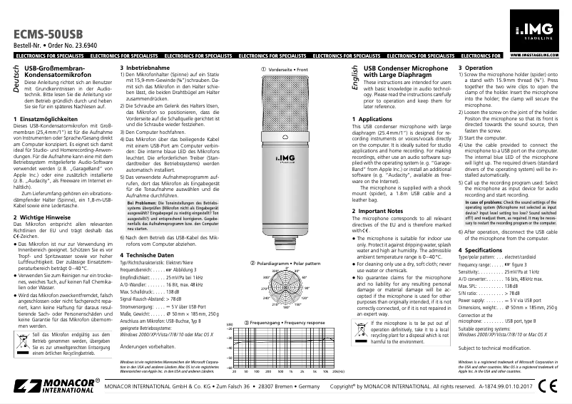 Page n°1 - Manuel utilisateur IMG Stageline ECMS-50