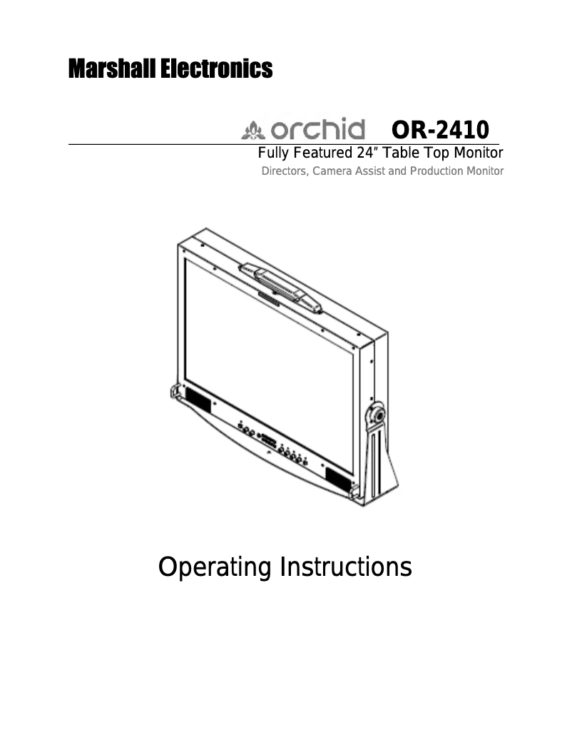 Page n°1 - Manuel utilisateur Marshall Electronics Orchid OR-2410