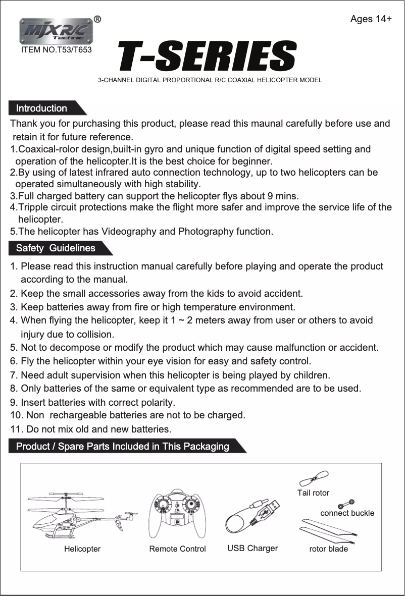 Page 1 de la notice Manuel utilisateur MJX T53