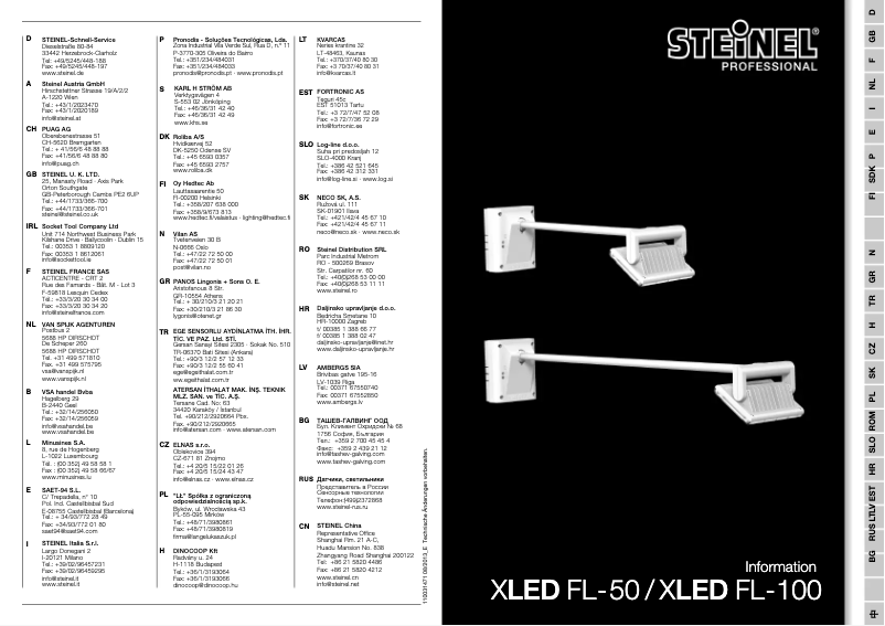Page 1 de la notice Manuel utilisateur Steinel XLED FL-50