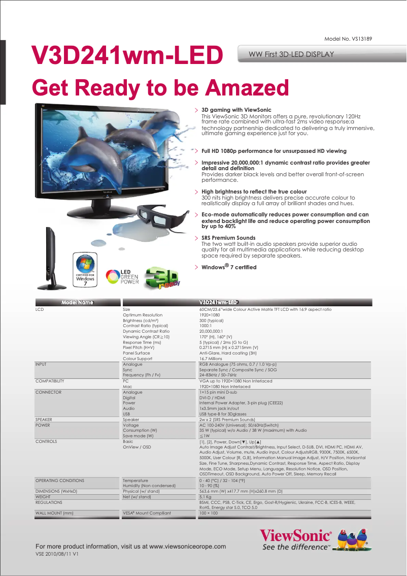 Image de la première page du manuel de l'appareil V3D241WM-LED