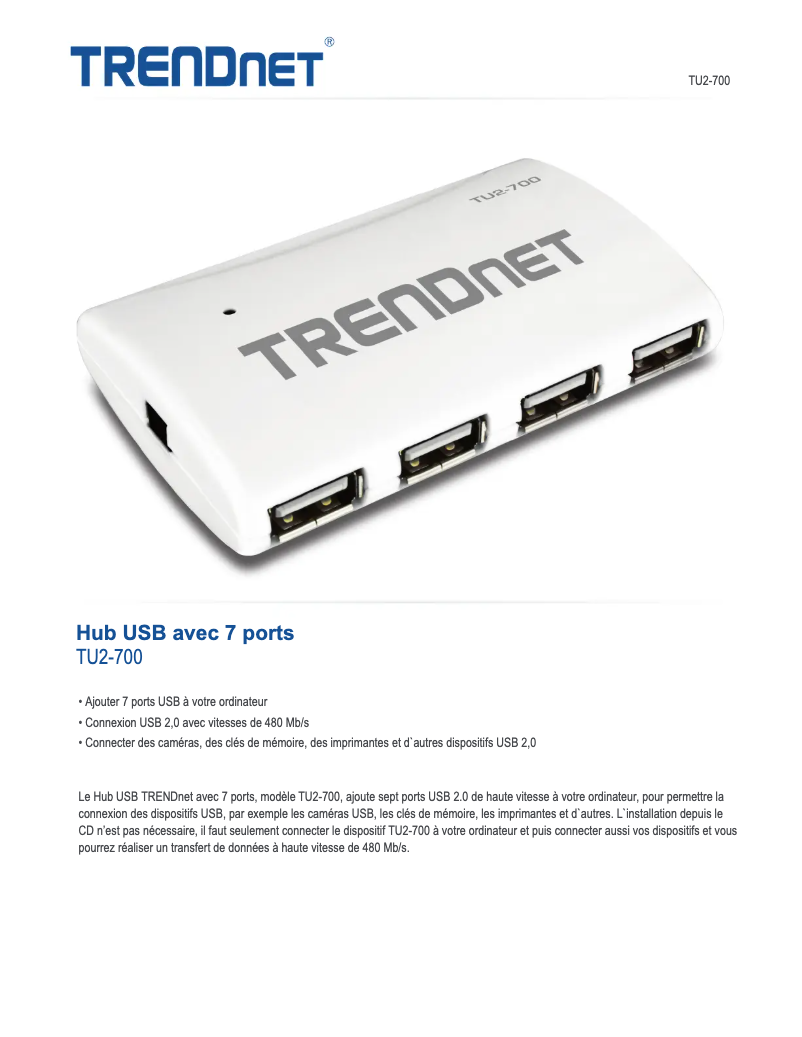 Page n°1 - Fiche technique TRENDnet TU2-700