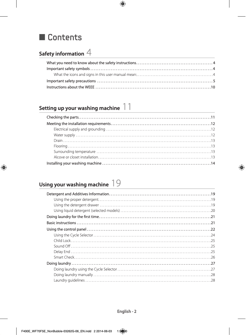 Page n°1 - Guide de démarrage rapide Samsung WF70F5E0Z4W