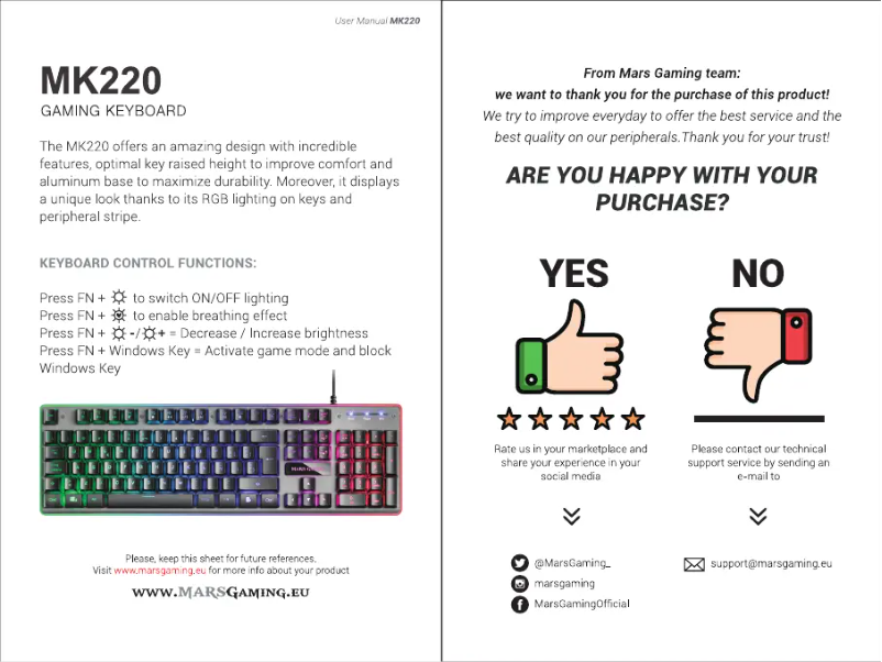 Image de la première page du manuel de l'appareil MK220