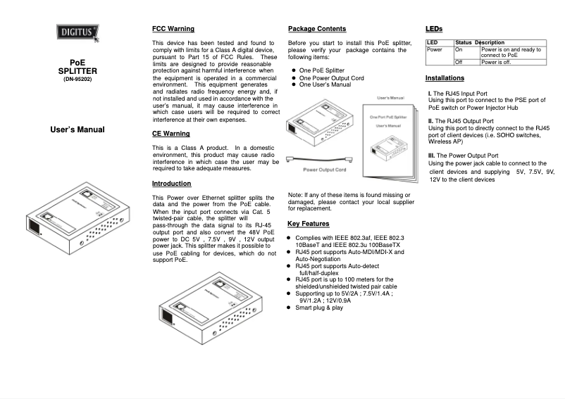 Page n°1 - Manuel utilisateur Digitus DN-95202