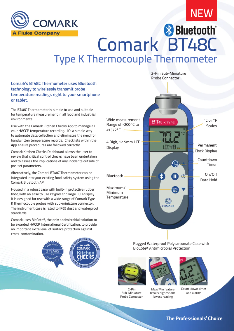 Page 1 de la notice Fiche technique Comark BT48C
