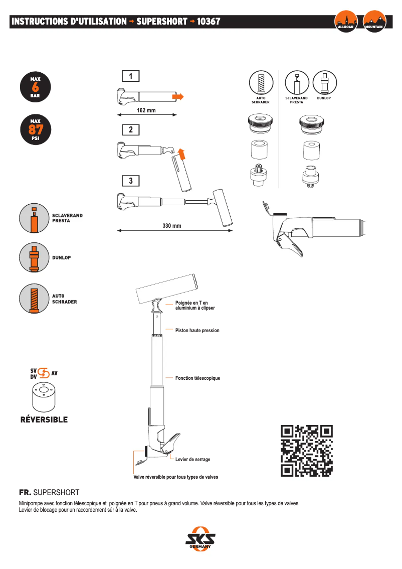Page 1 de la notice Manuel utilisateur SKS Supershort