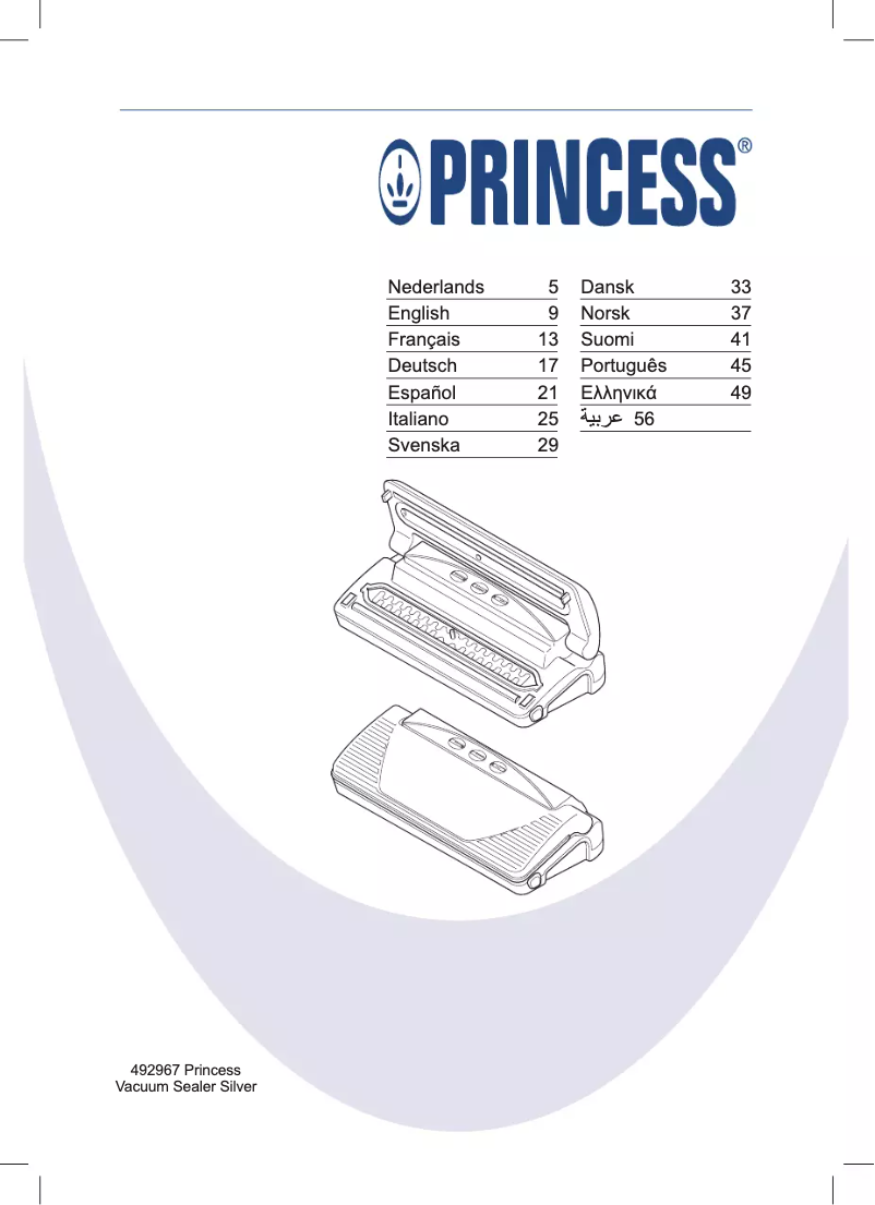 Page 1 de la notice Manuel utilisateur Princess Vacuum Sealer Silver 492967